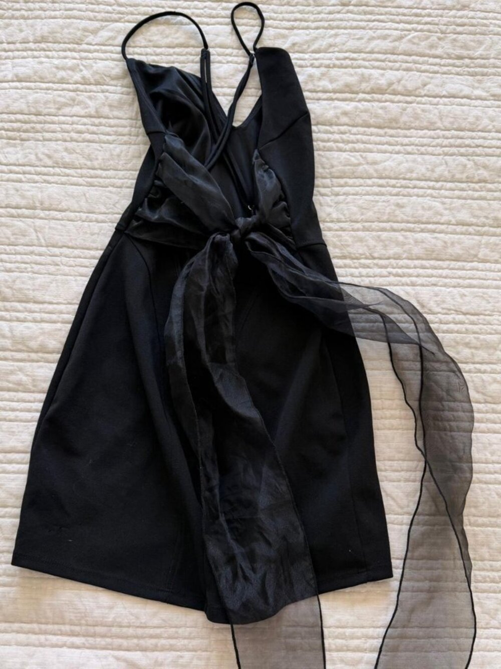 Black Mini Dress With Bow - Picture 2 of 3